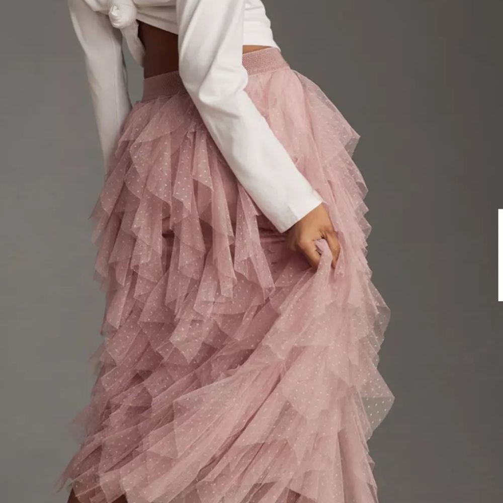 Carrie Black Textured Tulle Mesh Midi Skirt - Picture 4 of 4